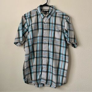 Blue Plaid Quiksilver Short Sleeve Button Up